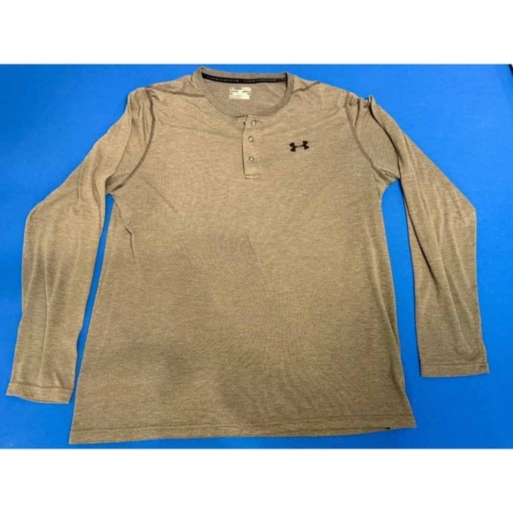 Under Armour Threadborne HeatGear Henley‎ Men's XL Gray Long Sleeve Shirt